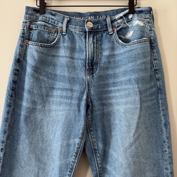 American Eagle 90s Bootcut Denim Jeans Split Hem Hi-Rise Blue Y2K Size 10 - Picture 5 of 15